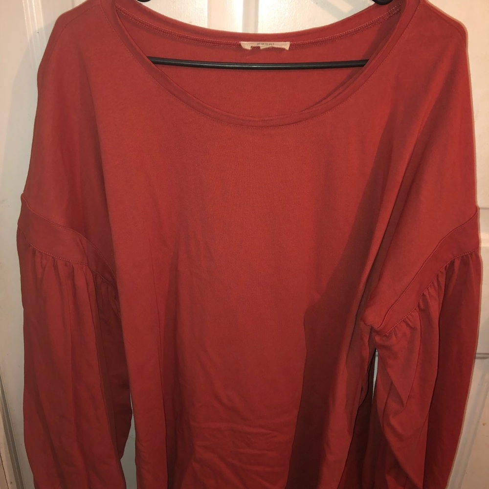 Peasant style top with puffed sleeves
